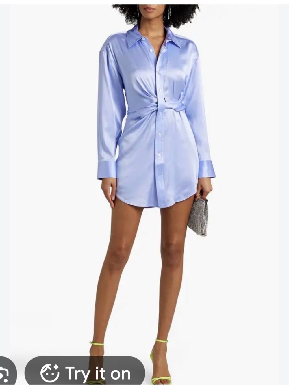 Alexander Wang blue Satin Twist-Waist Button-Down Shirt